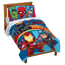 Marvel Super Hero Adventures Double Team 4-Piece Toddler/Crib Kids Bed Set   Bed