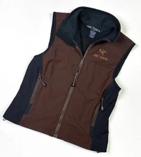 Arc'teryx Vest Women's Medium 8-10 Zip Brown Black Polartec Hiking Outdoors