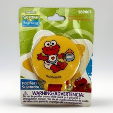 2014 Sesame Street Sesame Beginnings Baby Elmo Pacifier Clip Binky Holder Yellow