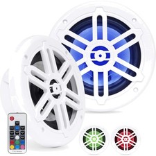 BMRGBWH 500W Peak 250W RMS 6.5" 2-Way White Coaxial Marine Speakers with Mult...