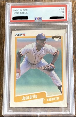 rare fleer 90 baseball cards 1990 FLEER Jose Uribe Rare Very Low Populated Ex 5 W/ Birth Year Error  📈🔥💎