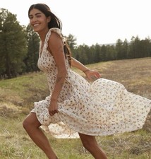 NWT $329 Christy Dawn SZ M/L  Bodie Smocked Tiered Maxi Dress Garden Party