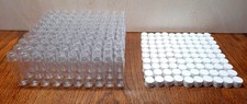 100 Count - 1 oz 30 ml Clear Plastic Cylinder Round Bottles SLIM  w/Caps