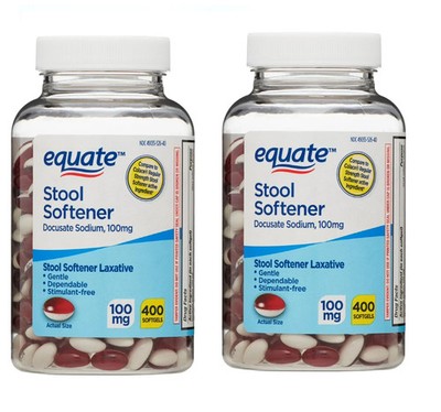 Equate Stool Softener Laxative Softgels for Constipation, 100 mg, 400 Count (2pk