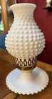 Vintage Fenton Milk Glass Hobnail White Hurricane Electric Lamp  (Newly Wired)