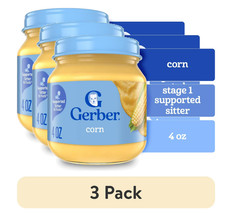  3 pack Gerber 1st Foods Natural for Baby Baby Food, Corn, 4 oz Jar