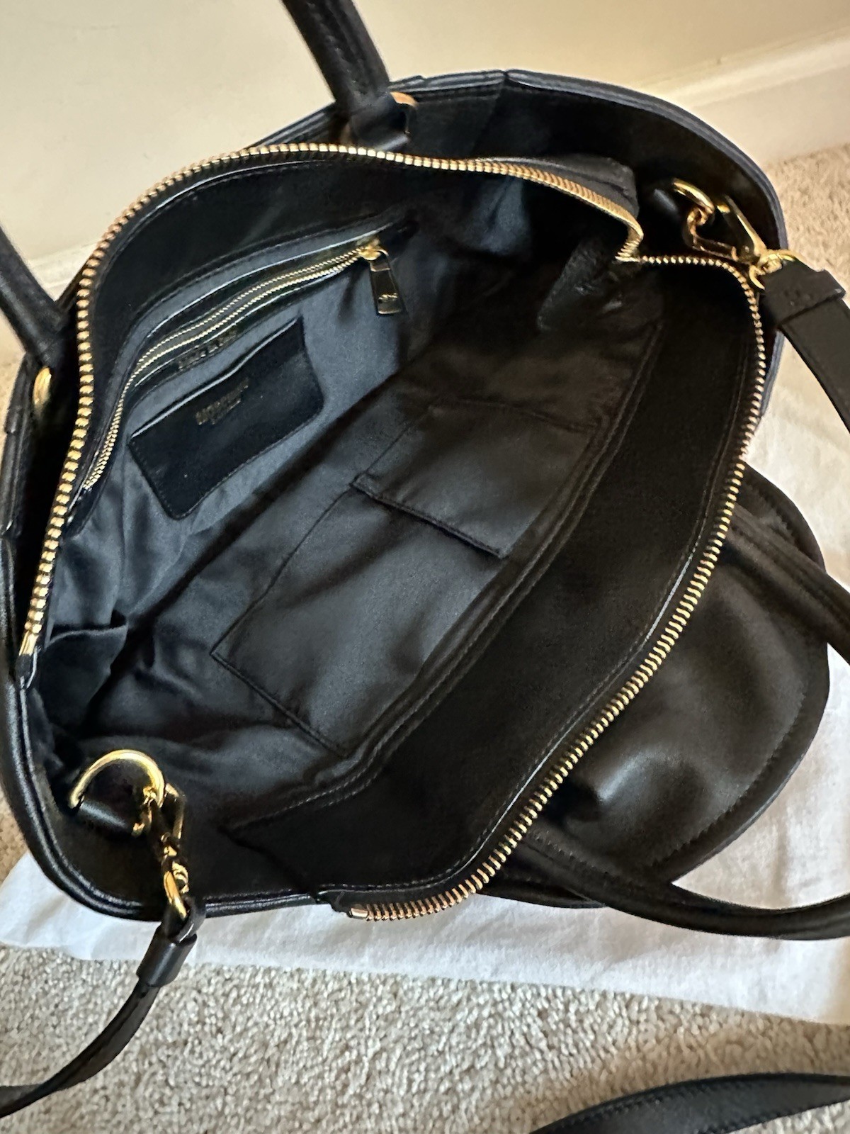 Moschino Black Leather Biker Jacket Style Shoulder Bag Gold Hardware Crossbody image 7