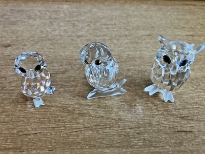 Swarovski Kristall ''TRIO DER EULEN'' alle verschieden, alle in super Zustand - ohne Boxen