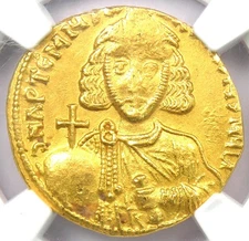 Anastasius II AV Solidus Gold Byzantine Coin 713-715 AD - Certified NGC AU