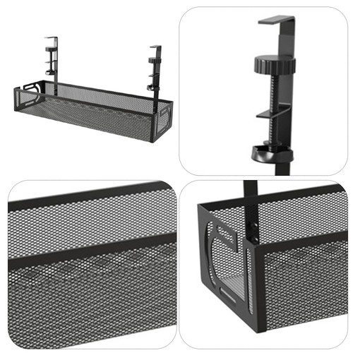Under Desk Cable Management Tray Wire Management No Drill Cable Tray with Clamp - Afbeelding 11 van 12