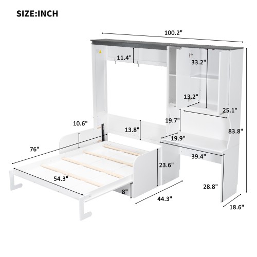 Vertical Wall Bed Folding Guest bed, Pull Down Murphy bed, Cabinet Bed All Sizes