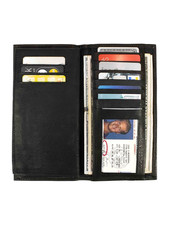 RFID Blocking Genuine Cowhide Leather Checkbook Cover Wallet