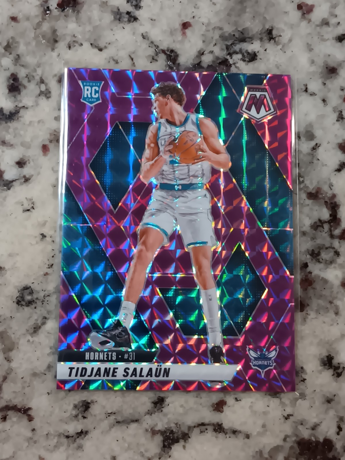 2024-25 Mosaic Basketball Tidjane Salaun #241 Purple Mosaic /99 NBA RC Hornets