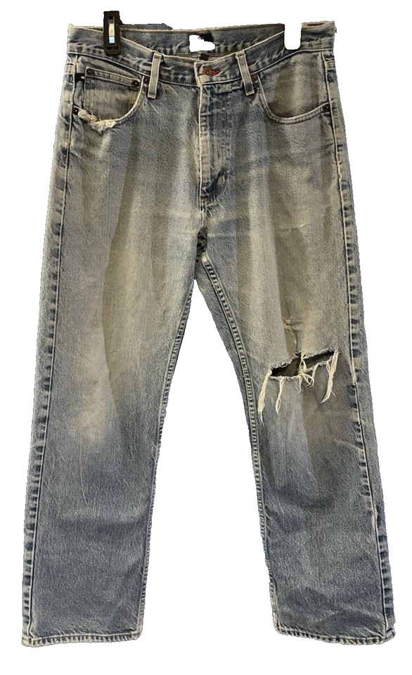 VINTAGE Tommy Hilfiger Jeans 100% Cotton Y2K Straight Leg Distressed 34x32 - Image 3 of 4