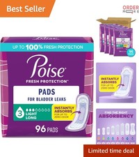 Incontinence Pads Light Absorbency Long Length 96 Count 4 Pack Discreet