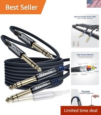 1/4 Inch TRS Instrument Cable 10ft 2Pack 6.35mm Guitar Bass AMP Cord 6.35mm 1...