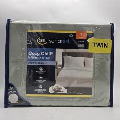 4 Pc Twin Serta SertaRest Green Cozy Chill Cooling Fabric Sheet Set Polyester 