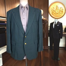 Stafford Gold Button Blazer Mens 46R Green Single Vented