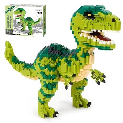 Dinosaur Tyrannosaurus Rex Building Blocks Velociraptor Model Decor Micro Min...