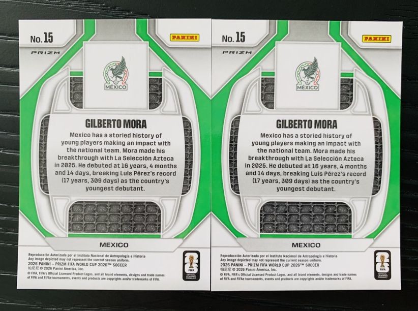 (2) 2026 Panini Prizm World Cup Gilberto Mora #15 RC Rookie New Era Silver Prizm view 2