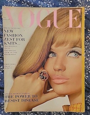 Vtg VOGUE Magazine February 1966, Veruschka, Jane Holzer,Norell, Costume Jewelry