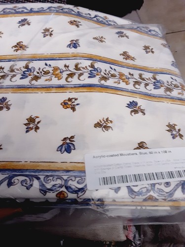 Tovaglia Acrilico Rivestito Tessuto Francese Moustiers Blu Floreale Crema 60x108 NUOVA - Foto 6 di 6