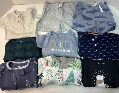 10 Piece Clothing Bundle Baby Boy 6-9 Months, Sleepers, Shirts, Shorts