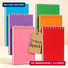 6 Pack Pocket Notebooks Small Spiral Notebooks Bulk, 3x5 Inch, Mini Lined Colleg