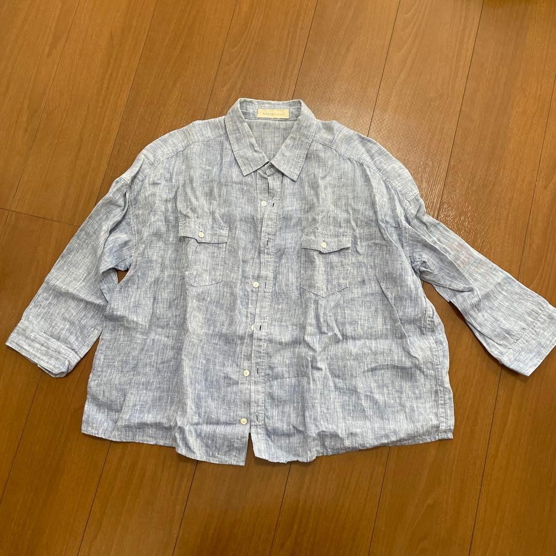 bisque by nest Robe 100 linen long sleeve shirt blue used wrinkles
