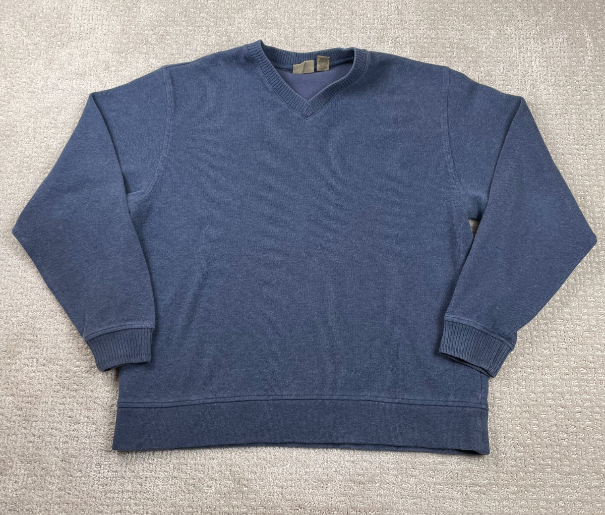 Vintage LL Bean Sweater Mens LT Classic V Neck Cotton Pullover Outdoors Hike