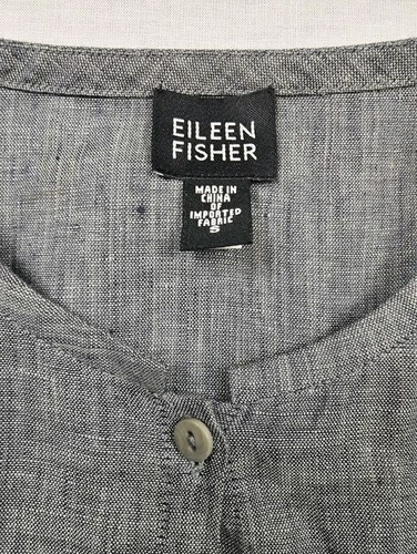 Eileen Fisher 100% Irish Linen Black Button Down Blouse Size Small - Picture 2 of 7