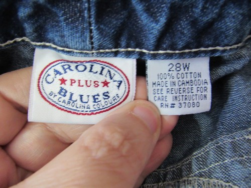 Carolina Blues Jean Denim Skirt Plus Size 28 Front Slits Button Zipper Pockets - Picture 2 of 4