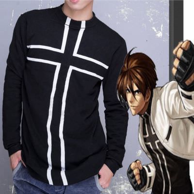Anime Costumes The King of Fighters Kyo Kusanagi Black coat Set Cosplay Costume