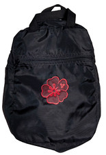 GOLFERS GALLERY Black + Red Flower Hand Bag Made In USA
