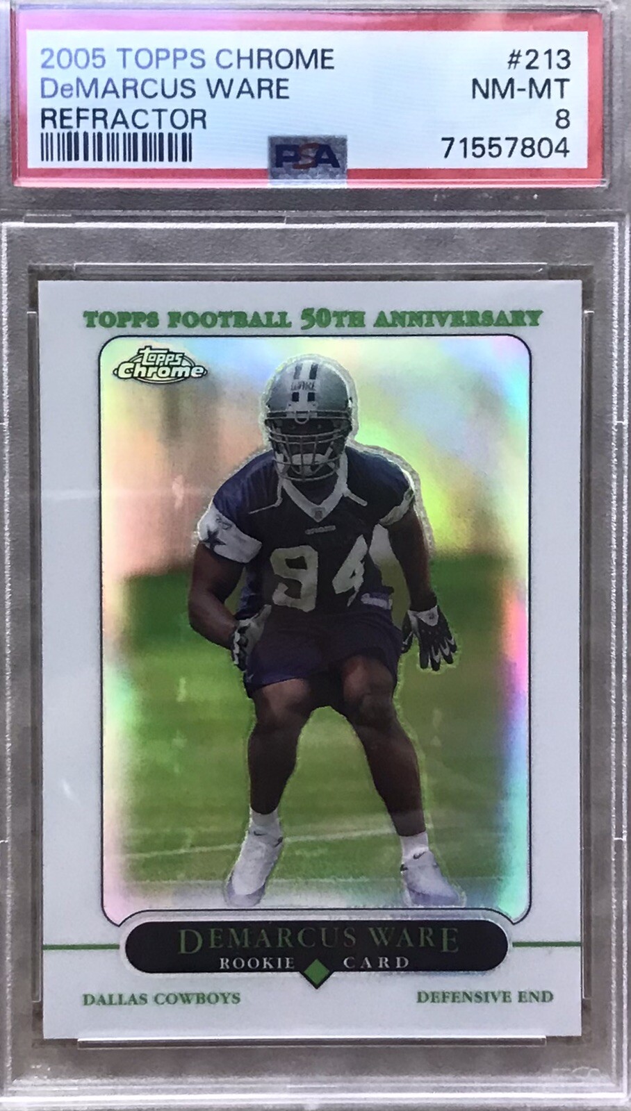2005 Topps Chrome DeMarcus Ware Refractor 213 PSA 8  Nr Mint HOF Rookie Registry