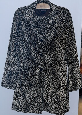 Y2K Jackie O Style Leopard Print Faux Fur Coat M - Spoiled Girl