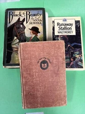 3 VTG Horse Books, Runaway Stallion, Teenage Horse Stories(1950) & Black Beauty