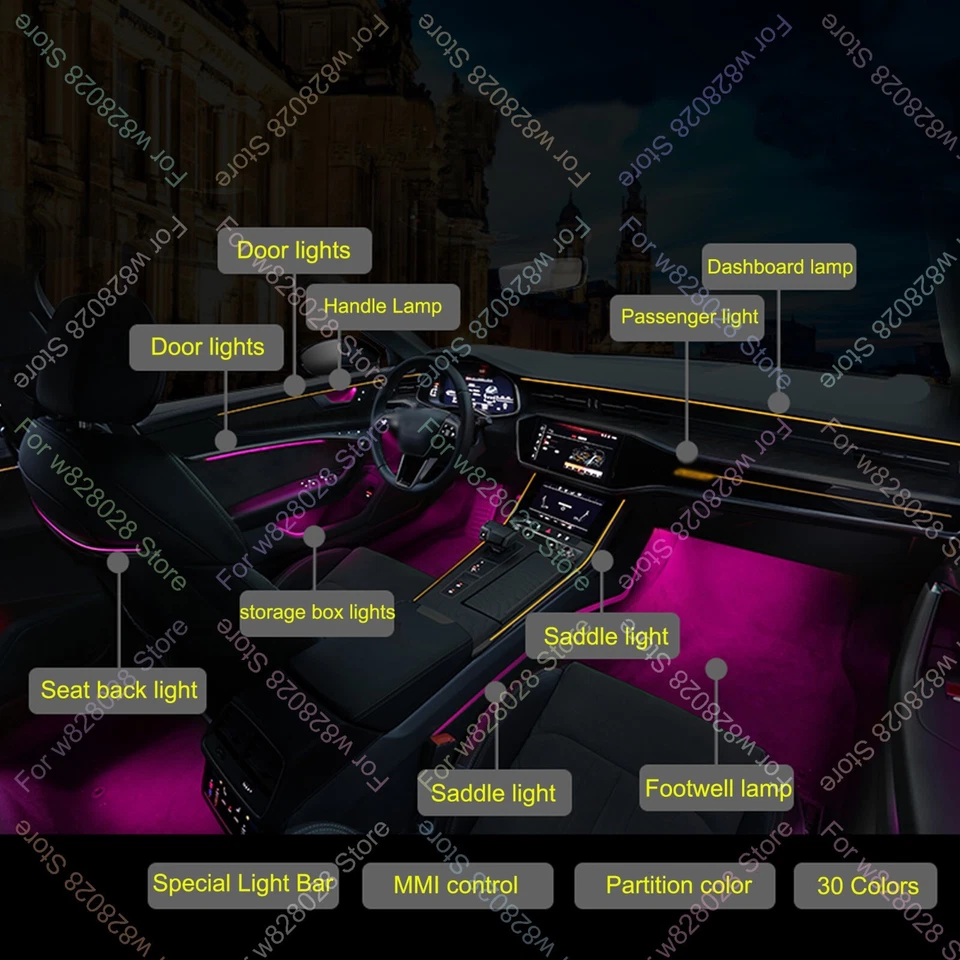 30 Farben MMI Control LED Umgebungslicht Atmosphäre Lampe für Audi A6 C8 19-23 - Bild 2 von 4