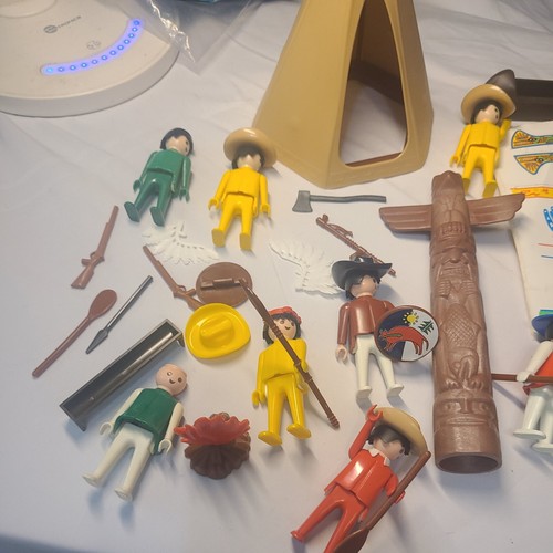 Geobra Vintage Playmobil 1974 figures Cowboys Indians Western horses Toys - Picture 12 of 12