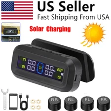 Wireless Solar TPMS LCD Car Tire Pressure Monitoring System (4) External Sensor
