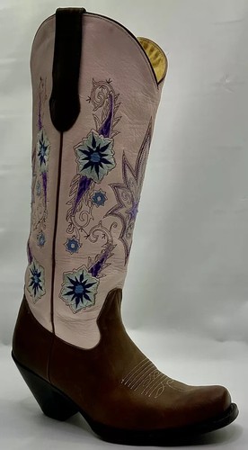 Brown/Pink/Floral Cowgirl Boots 
