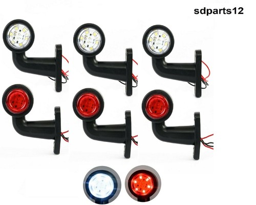 Lot De 2 Feux De Gabarit LED En Caoutchouc Pour Remorque, Camion - 12-24 V, Hauteur 55 Mm, Couleur Rouge/blanc