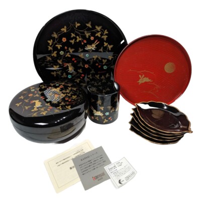 アンクルモオUSHI Vtg Rabbits Play Kansai Yamamoto Urushi Lacquerware Japan