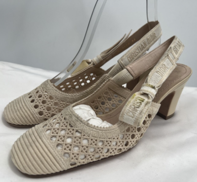 Christian Dior & Moi Women's Mesh Square Toe Lace Sling-back Christian Dior & Moi Women's Mesh Square Toe Lace Sling-back