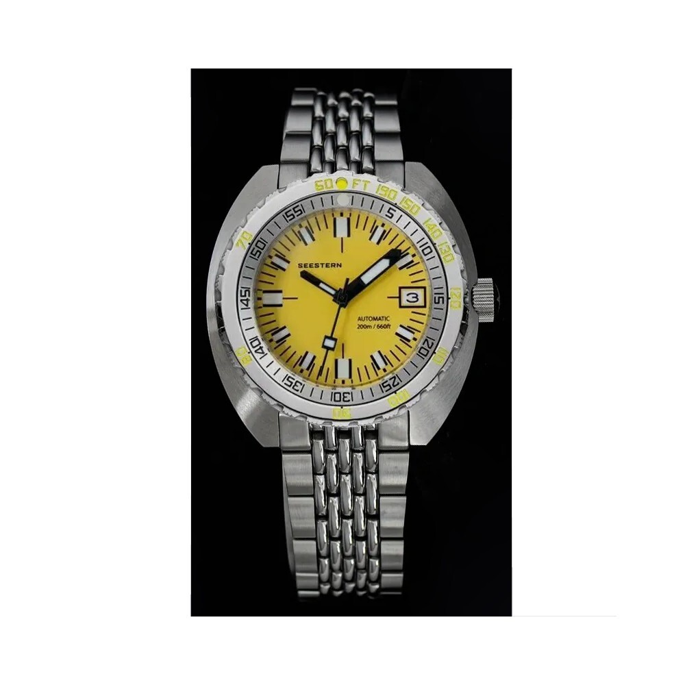 Seestern Yellow Vintage Sub 300 42mm Automatic Men's Diver Watch