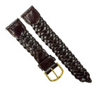 18MM WATCH BAND BRAIDED BROWN GENUINE LEATHER