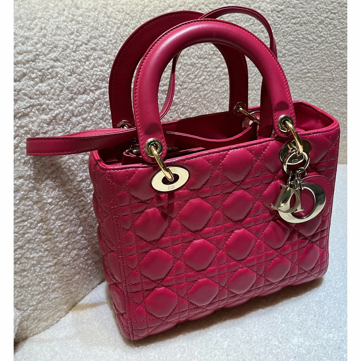 Christian Dior Mini Lady Dior Pink Cannage Quilted Classic Women's Handbag  | eBay