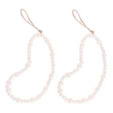 2PCS Beaded Phone Lanyard Wrist Strap Handmade Girly Style Fixed Beads Pearl