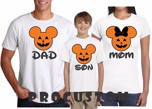 Mom And Dad And Family Mickey Head Disney Halloween Customized T