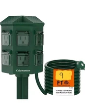Columanten Outdoor Power Stake 9Ft Extension Cord Weatherproof Power Strip 